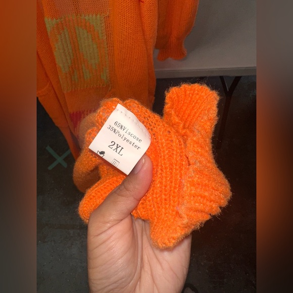Orange Love Peace Knit Cover-Up Cardigan Size 2XL - Picture 7 of 7